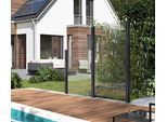 Zaun STAKET PRO, grau (anthrazit), Pfosten: 3 Stk., Aluminium, Glas, Zaunelemente, Glaszaun, Gesamtlänge: 2,29 m, 3 Pfosten