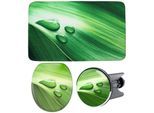 Badaccessoire-Set SANILO "Green Leaf", grün, Kunststoff, MDF, Polyester, Badaccessoires-Sets, bestehend aus WC-Sitz, Badteppich und Waschbeckenstöpsel