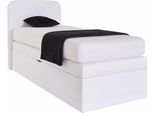 Boxspringbett, weiß, B:105cm L:212cm, Box und Kopfteil: Microvelours (100% Polyester) oder Kunstleder (Polyurethan);Bezug der Obermatratze: 100% Polyester, WESTFALIA SCHLAFKOMFORT, Komplettbetten, Boxspringbett, wahlweise mit Bettkasten