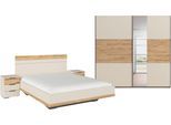 Schlafzimmer-Set RAUCH "Komplettschlafzimmer Schlafzimmer Schlafzimmermöbel SAJO", beige (champagner, eiche artisan), Mit Spiegel + ohne Matratze, B/H: 160cm x 200cm, Mit Spiegel, Holzwerkstoff, Schlafzimmermöbel-Sets, optional mit Spiegel am Kleiderschrank MADE IN GERMANY