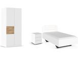 Schlafzimmer-Set RAUCH "Komplettzimmer Komplettschlafzimmer Schlafzimmer-Set (3-St.) MAIKA", weiß (alpinweiß, eiche artisan, lederoptik weiß), Schrank Breite 91cm, Höhe 197 + ohne Matratze, B/H: 100cm x 200cm, Schrank Breite 91cm, Höhe 197, Holzwerkstoff, Schlafzimmermöbel-Sets, Schrank 3 Breiten, 2 Höhen, Bett 100 cm, Nachttisch MADE IN GERMANY
