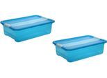Organizer KEEEPER "cornelia", blau, B:39,5cm H:17cm T:59,5cm, Kunststoff, Aufbewahrungsboxen, Aufbewahrungsbox, 28 L, mit Deckel, Schiebeverschluss