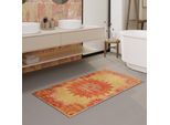 Badematte WECON HOME "Healing", gelb, H:0,5mm, Polyester, Badematten, Badematte, Vintage, waschbar, rutschfest, schnell trocknend, robust, Badteppich