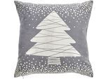 Dekokissen DONE. "Snowfall", grau (grau, bedruckt), B:45cm H:1cm L:45cm, Polyester, Dekokissen_Sitzkissen_Kissenhüllen, mit Glanzdruck