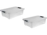 Organizer KEEEPER "cornelia", transparent, B:39,5cm H:17cm T:59,5cm, Kunststoff, Aufbewahrungsboxen, Aufbewahrungsbox, 28 L, mit Deckel, Schiebeverschluss