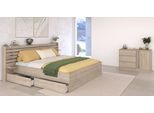 Schlafzimmer-Set PARISOT "Parisot Escale", braun (eiche), Breite 223 + ohne Matratze, B/H: 140cm x 200cm, Breite 223, Schlafzimmermöbel-Sets, Einsatz der Kommode drehbar - Eiche oder Weiss, viel Stauraum