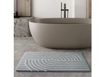 Badematte WECON HOME BASICS "Hilda", grau, H:15mm, Polyester, Badematten, Badematte, waschbar, rutschfest, strapazierfähig, pflegeleicht mit Retro Muster