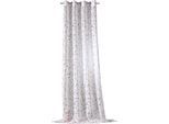 Vorhang WECKBRODT "Mila" Gr. 1, rosa, B:140cm H:245cm, Polyester, Gardinen, Leinen-Optik, transparent, mit floralem Digitaldruck, Gardine, Store