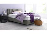 Boxspringbett, grau, B:215cm L:210cm, Microvelours (100% Polyester);Strukturstoff (77% Polyester und 23% Viskose);Bonnell-Federkern-Matratzenbezug: 100% Polyester;Kaltschaum-Matratzenbezug: Frottee 100% Polyester, WESTFALIA SCHLAFKOMFORT, Komplettbetten, Boxspringbett