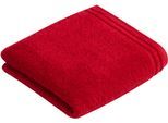 Badetuch VOSSEN "Calypso Feeling", rot (purpur), B:60cm L:110cm, Walkfrottee, Obermaterial: 100% Baumwolle, Handtücher, Badetuch, mit schmaler Bordüre, aus 100% hochwerter Baumwolle, Vegan, einfarbig