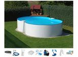 Achtformpool KONIFERA "Monaco II", weiß, B:300cm H:120cm L:470cm, Schwimmbecken, 10 tlg., BxLxH: 300x470x120 cm