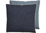 Kissenbezug BIBERNA "Hermal Flanell mit Reißverschluss, Melange-Optik, Wendekissenbezug", blau, B:80cm L:80cm, Flanell, Obermaterial: 100% Baumwolle, Kissenbezüge, Kissenbezug, Feinflanell, Made in Germany zertifiziert, kuschelig weich, mit Paspel
