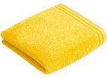 Badetuch VOSSEN "Calypso Feeling", gelb (sunflower), B:60cm L:110cm, Walkfrottee, Obermaterial: 100% Baumwolle, Handtücher, Badetuch, mit schmaler Bordüre, aus 100% hochwerter Baumwolle, Vegan, einfarbig