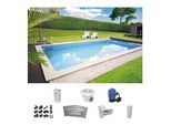Rechteckpool KWAD "mit Ecktreppe", weiß, B:350cm H:150cm L:700cm, Schwimmbecken, 8x4, 7x3,5 oder 6x3m Höhe: 1,50m, mit Foliensack 0,8mm