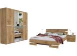 Komplettschlafzimmer WIMEX "Anna", braun (plankeneiche nachbildung, absetzung chrom), B/H: 180cm x 200cm, Holzwerkstoff, Schlafzimmermöbel-Sets, Spar Set