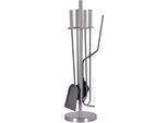 Kamingarnitur FIREFIX, grau (grau, edelstahlfarben), B:18cm H:65cm L:18cm, Edelstahl, Stahl, Reinigungs-Sets