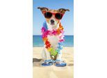 Strandtuch GOOD MORNING "Buddy", bunt (multi, blau), B:75cm L:150cm, Microfaser, Obermaterial: 100% Polyester, Handtücher, Mikrofaser, 75x150, Schnelltrocknend, Strand, Kind, Kinder, Hund
