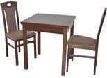 Essgruppe "3tlg. Tischgruppe", braun (nussbaum, nachbildung, braun, nussbaum, nachbildung), B:45cm H:95cm T:48cm, FSC-zertifiziertes Massivholz, HOFMANN LIVING AND MORE, Sitzmöbel-Sets, Essgruppe, Stühle montiert