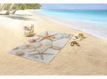 Strandtuch GOOD MORNING "Cote", beige (sand), B:100cm L:180cm, Velours, Velours, Handtücher, Mikrofaser, Velours, Strandtuch, saugfähig, leicht, 100x180