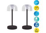 NÄVE LED Tischleuchte "Gomba 18,5 cm", schwarz, 1, Ø 8cm H: 18,5cm, 2 Stk., Leuchten, 2er Set, aufladbar, USB Kabel, Memoryfunktion, stufenlos dimmbar, LED Tischleuchte
