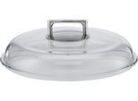Deckel RÖSLE "SILENCE", transparent, Ø:28cm, Borosilikatglas, Edelstahl 18/10, Deckel, Pfannendeckel, Glas, Griff aus Edelstahl, für Bratpfannen, spülmaschinengeeignet