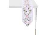Tischband APELT "6907 HAPPY EASTER, Osterdeko, Ostern", bunt (weiß, flieder, rosa, grün), B:25cm L:175cm, Baumwolle, Polyester, Tischdecken, Digitaldruck