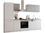 Küchenzeile RESPEKTA "Malia", weiß (küche: weiß, front: weiß, beton optik, korpus: weiß, arbeitsplatte: beton optik), B:280cm H:200cm T:60cm, Komplettküchen-Sets, Küchenzeile, Breite 280 cm, mit Soft-Close, in exklusiver Konfiguration für OTTO