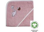 Kapuzenhandtuch WÖRNER "Dinofamilie", rosa, B:80cm L:80cm, Frottee, Frottee, Handtücher, Biobaumwolle, mit Kapuze, maschinenwaschbar, trocknergeeignet