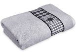 Handtuch MÖVE FOR FROTTANA "Fjord", silber (silberfarben), B:50cm L:100cm, Walkfrottee, Obermaterial: 100% Baumwolle, Handtücher, mit tollem Uni Karo