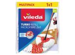Wischbezug VILEDA "Vileda TURBO Refill Microfibre 2in1 Ersatzkopf Doppelpack", rot (weiß, rot), B:27cm H:30mm T:7cm, gewirkt, Mikrofaser, Putztücher, Wischbezug, Ersatzkopf mit Dreiecksform - für alle Oberflächen geeignet