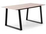Esstisch HAMMEL FURNITURE "Meza Designtisch mit Auszugsfunktion und 2 Einlegeplatten", beige (natur, schwarz, natur), B:165cm H:73,5cm, Tischplatte: Weißpigmentiertes, matt lackiertes Eichenfurnier (natürliche MDF-Kante). Gestell: Pulverbeschichtetes schwarzes Metall, RAL9005 matt., Tische, Esstisch, rechteckige Tischplatte MDF, Trapez Metallgestell