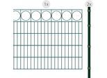 Doppelstabmattenzaun ARVOTEC "ESSENTIAL 100 zum Einbetonieren "Ring" mit Zierleiste", grün (dunkelgrün), H:100cm, Kunststoff, Stahl, Zaunelemente, Zaunhöhe 100 cm, Zaunlänge 2 - 60 m