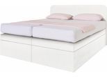 Boxspringbett, weiß, B:105cm L:212cm, Box und Kopfteil: Microvelours (100% Polyester) oder Kunstleder (Polyurethan);Bezug der Obermatratze: 100% Polyester, WESTFALIA SCHLAFKOMFORT, Komplettbetten, Boxspringbett, wahlweise mit Bettkasten