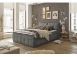 Boxbett ED EXCITING DESIGN "Valencia", grau, B:163cm L:240cm, 100% Polyester, Komplettbetten, Boxspringbett, inkl. Bettkasten und Stauraum im Kopfteil
