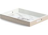 Tablett ZELLER PRESENT "Enjoy", weiß, B:30cm H:5,5cm L:40cm, Tabletts, Hochwertiges Poloniaholz