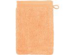 Waschhandschuh MÖVE "Superwuschel", orange (peach fuzz), B:15cm L:20cm, Baumwolle, Waschlappen, Waschhandschuh Set mit Bordüre, 100% Premium Cotton Baumwolle, weich