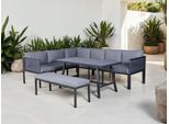 Gartenlounge-Set KONIFERA "Ecklounge »Edessa«", grau (dunkelgrau, grau), Aluminium, Sitzmöbel-Sets, Armlehne mit Seilgeflecht und Nonwood-Latten
