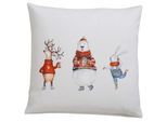 Kissenhüllen CASATEX "Funny animals, Weihnachtsdeko", bunt (weiß, bunt), B:40cm L:40cm, Baumwolle, Obermaterial: 100% Baumwolle, Kissenbezüge