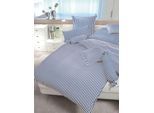 Kissenbezug JANINE "Modernclassic", blau (marine), B:80cm L:80cm, Mako-Satin, Obermaterial: 100% Baumwolle, Kissenbezüge, Kissenbezug, mit Streifen