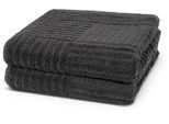Handtücher ROSS "CARRE", grau (anthrazit), B:50cm L:100cm, Frottier, Frottier, Handtücher, 100% Baumwolle, Rippenstruktur, große Farbauswahl