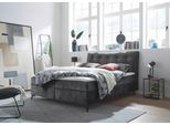 Boxbett ED EXCITING DESIGN "Melrose", grau (anthrazit), B:182cm L:210cm, 100% Polyester, Komplettbetten, Boxspringbett, inkl. Topper