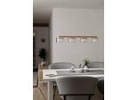 EGLO Hängeleuchte "PORTICO-Z Hängelampe Holz weiß, ZigBee 3.0, Timer, Pendelleuchte", weiß (weiß, braun weiß, klar), 4, Ø 0cm H: 110cm, 1 Stk., Leuchten, App / Sprachsteuerung Alexa, 88x15x110cm, exkl. Fernbedienung, Hängeleuchte