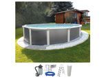Rundpool KWAD "Supreme Design inkl. Sicherheitsleiter und Zubehör", grau (anthrazit), H:132cm Ø:360cm, Schwimmbecken, Rundpool, 5-tlg., Höhe: 132 cm, graue Innenfolie