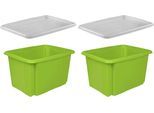 Stapelbox KEEEPER "emil", grün, B:34,5cm H:27cm T:44,5cm, Polypropylen, Aufbewahrungsboxen, Stapelbox, 30 L, mit Deckel, hochwertiger Kunststoff