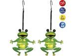 LED Solarleuchte NÄVE "2er Set Solar-Deko-Hängeleuchte "FROSCH", grün, B:5,5cm H:20cm L:12cm, Leuchten, Inkl. Dämmerungssensor