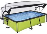 Framepool EXIT, grün, B:150cm H:65cm L:220cm, Schwimmbecken, BxLxH: 150x220x65 cm, mit Kartuschenfilter und Abdeckung
