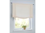 Bindegardine KUTTI "Cottage Raffgardine" Gr. 1, beige (beige, weiß), B:45cm H:100cm, Baumwolle, Gardinen, kariert, Baumwolle, Stangendurchzug, Bindegardine