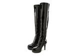 Overkneestiefel "High-Heel-Stiefelette mit Plateau", Damen, Gr. 36, schwarz, Obermaterial: 100% Lederimitat. Decksohle: 100% Lederimitat. Futter: 100% Textilmaterial. Laufsohle: 100% Synthetik, LASCANA BELLE AFFAIRE, glänzend, unifarben, Schuhe Reißverschlussstiefel High Heel Stiefel Overknee-Stiefel, in erotischer Lack-Optik