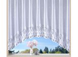 Gardine WECKBRODT "Weimar" Gr. 3, weiß, B:600cm H:145cm, Jacquard, Polyester, Gardinen, Gardine, Jacquard, C-Bogen, floral, Halbtransparent, Sockel, Bordüre, Store