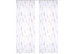 Vorhang HOME WOHNIDEEN "PAOLO" Gr. 4, gelb, B:140cm H:245cm, Voile, Polyester, Gardinen, 2er Pack Kräuselbandschal PAOLO bedruckt